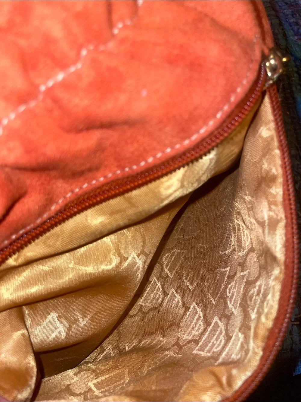 Kathy Van Zeeland Orange Studded Shoulder Bag